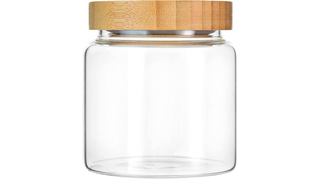 glass canister with bamboo lid