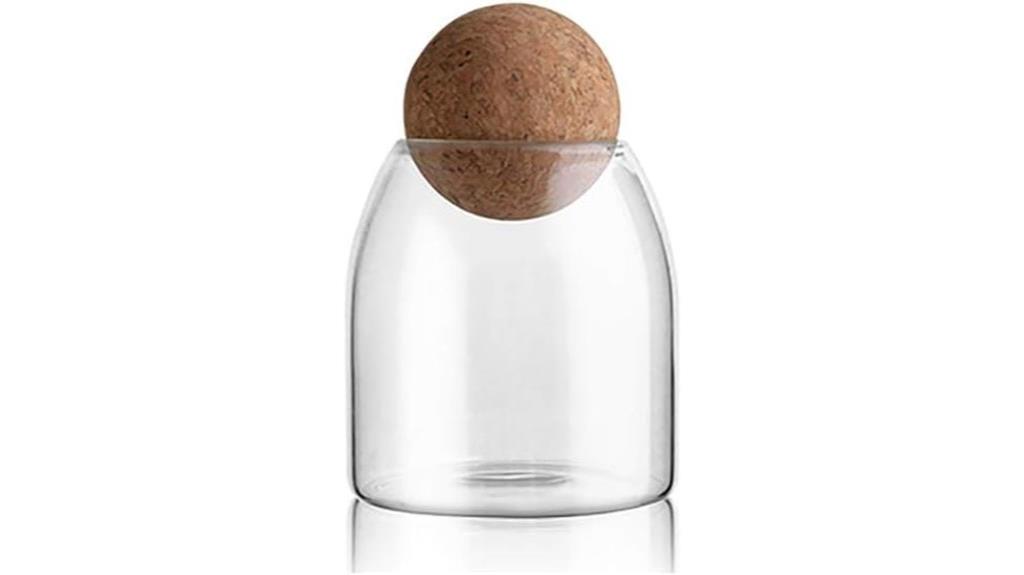 glass container with cork lid