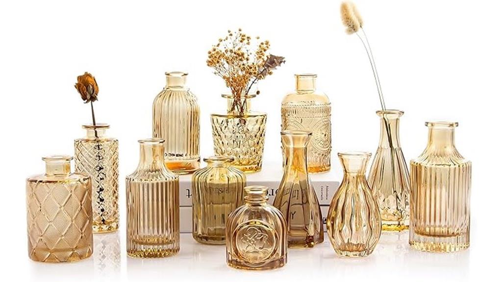 gold amber glass vases