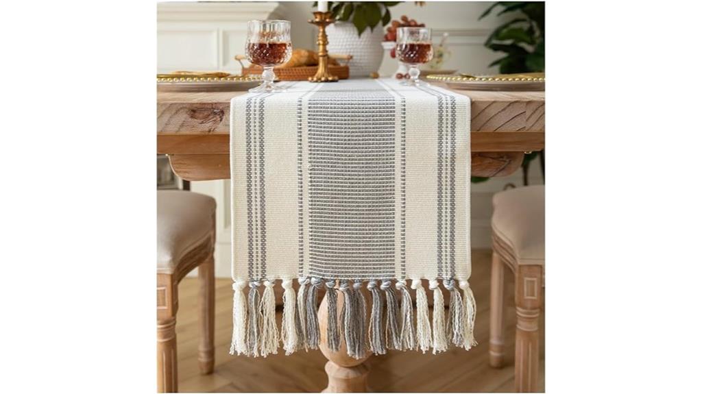 gray stripe table runner