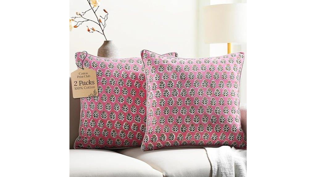 green block print pillow covers