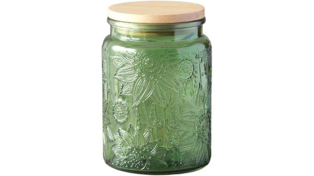 green glass canister lid