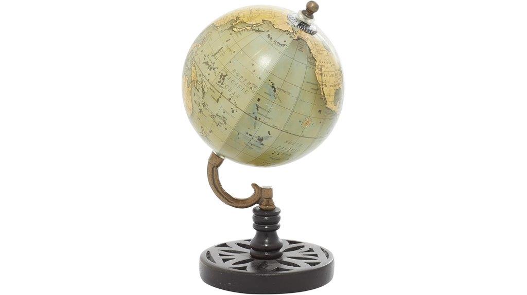 green wooden globe ornament
