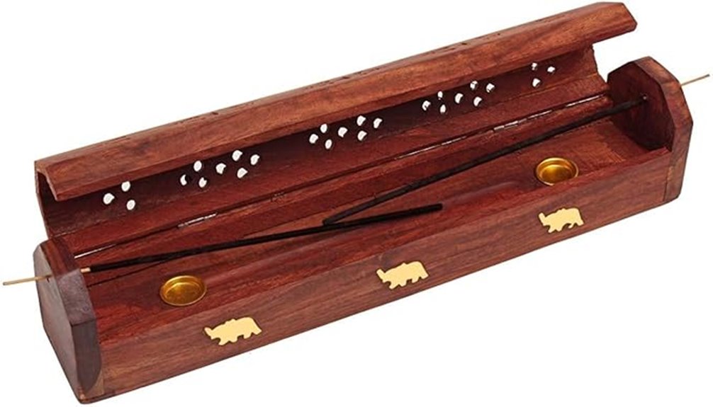 handcrafted wooden incense box