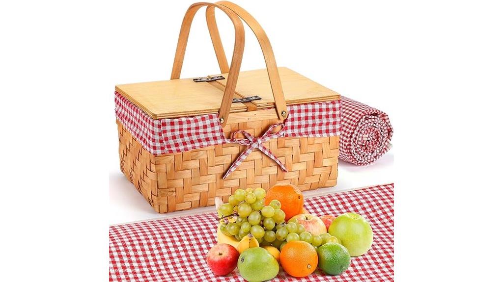 handwoven woodchip picnic basket