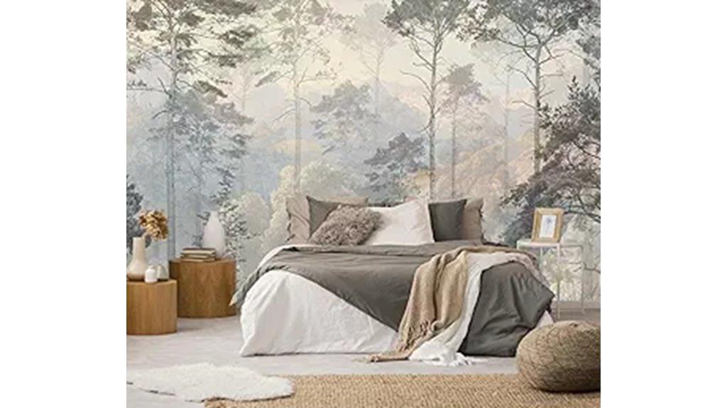 hazy forest landscape mural