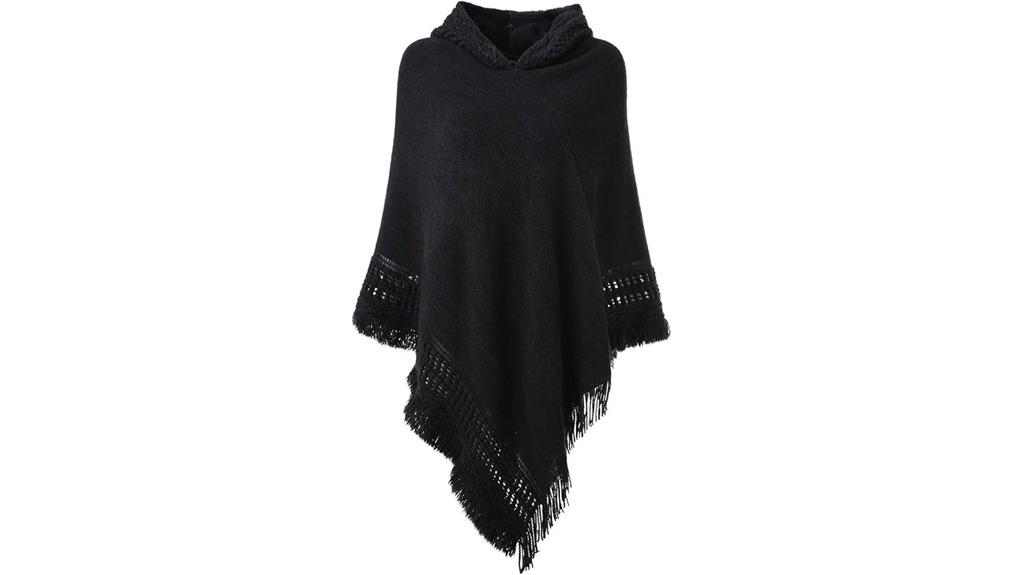 hooded cape with fringe