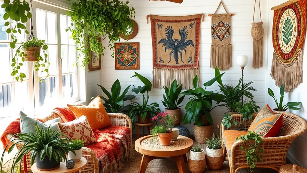 indoor lush plant arrangement