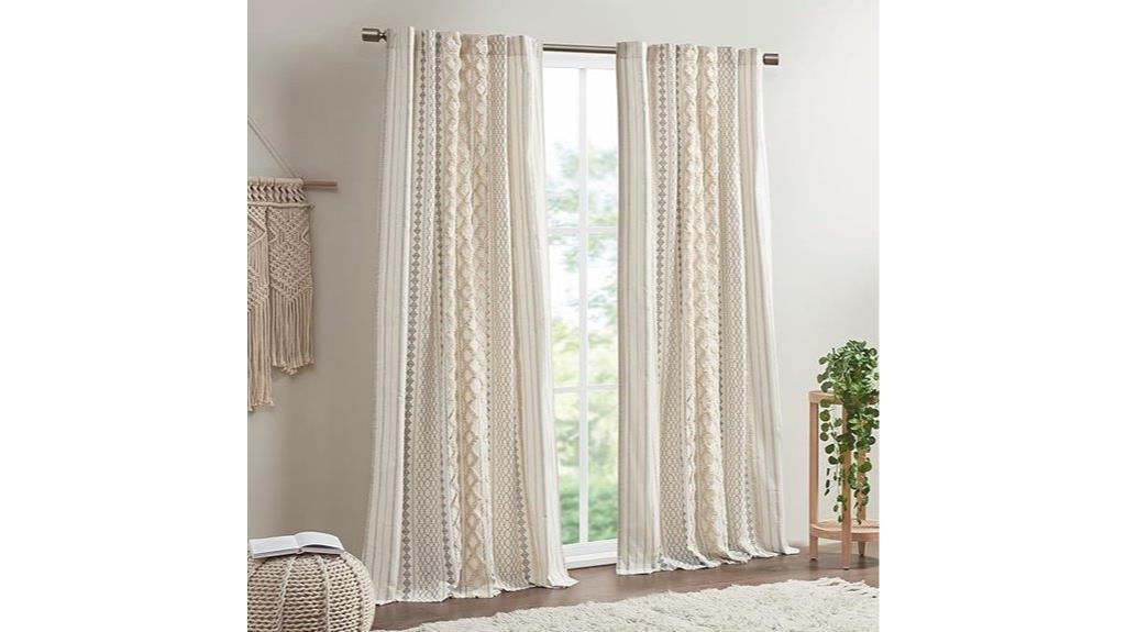 ivory geometric stripe curtains