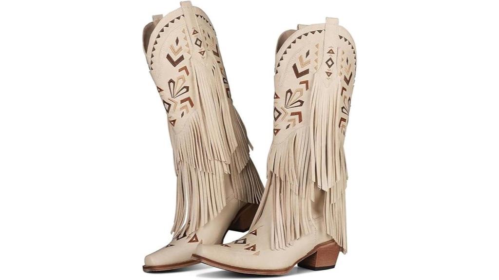 knee high fringe cowgirl boots