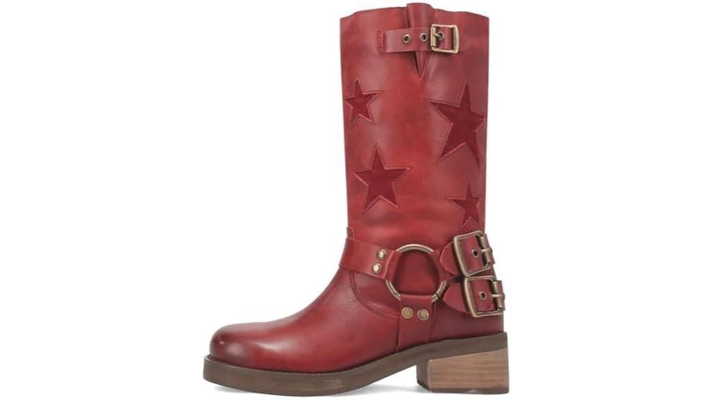 knee high star buckle boots