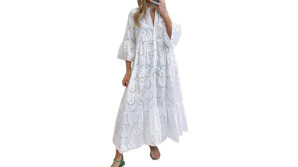 lace embroidery maxi dress