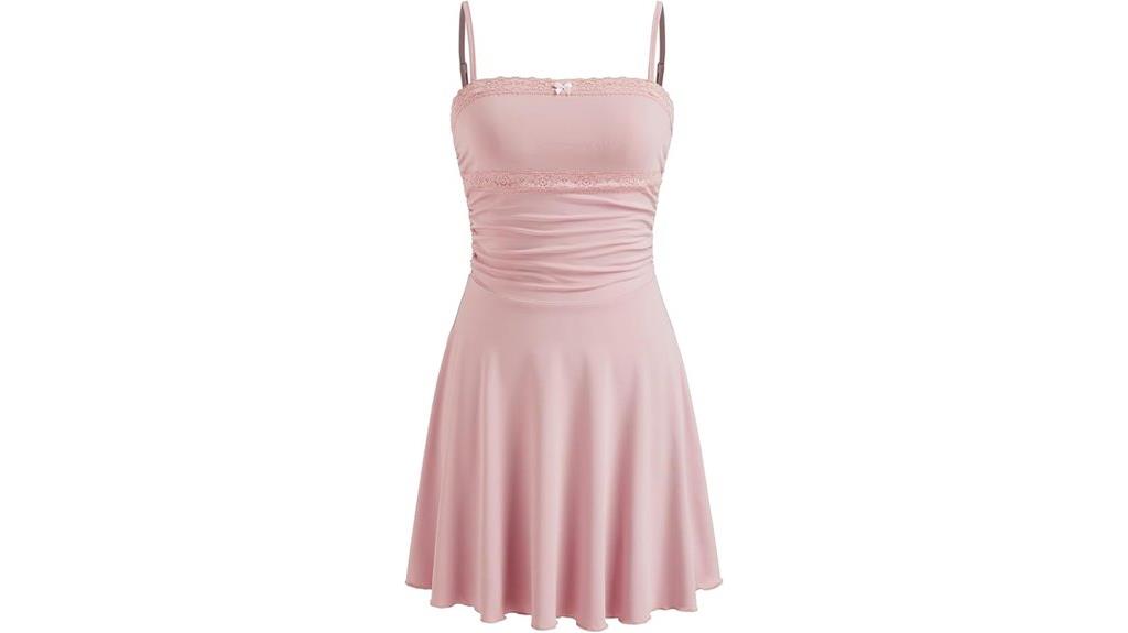 lace trim spaghetti dress
