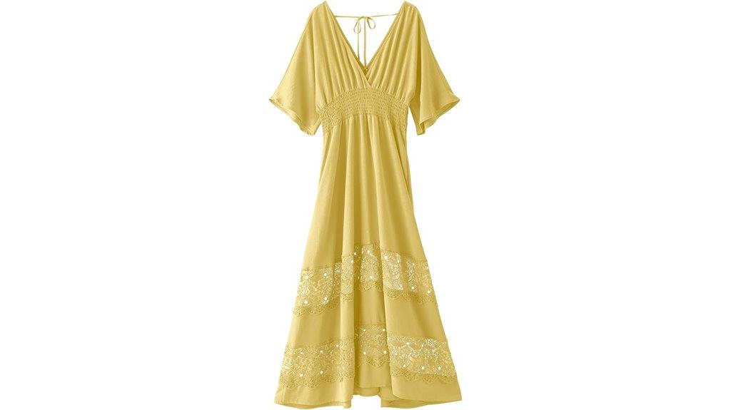 lace v neck maxi