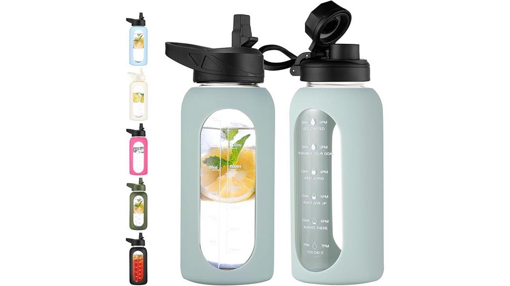 large glass water bottle