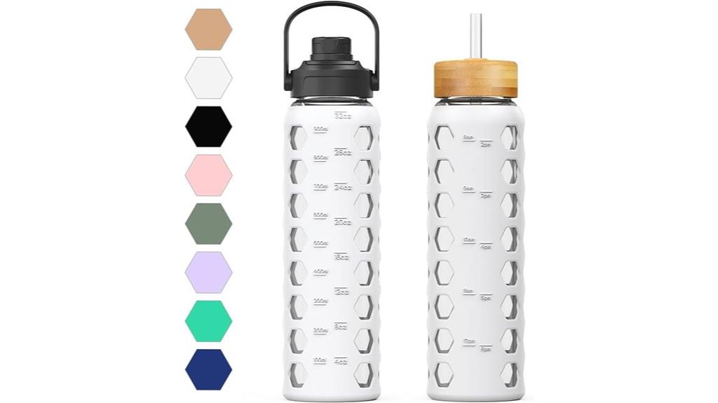large glass water bottle