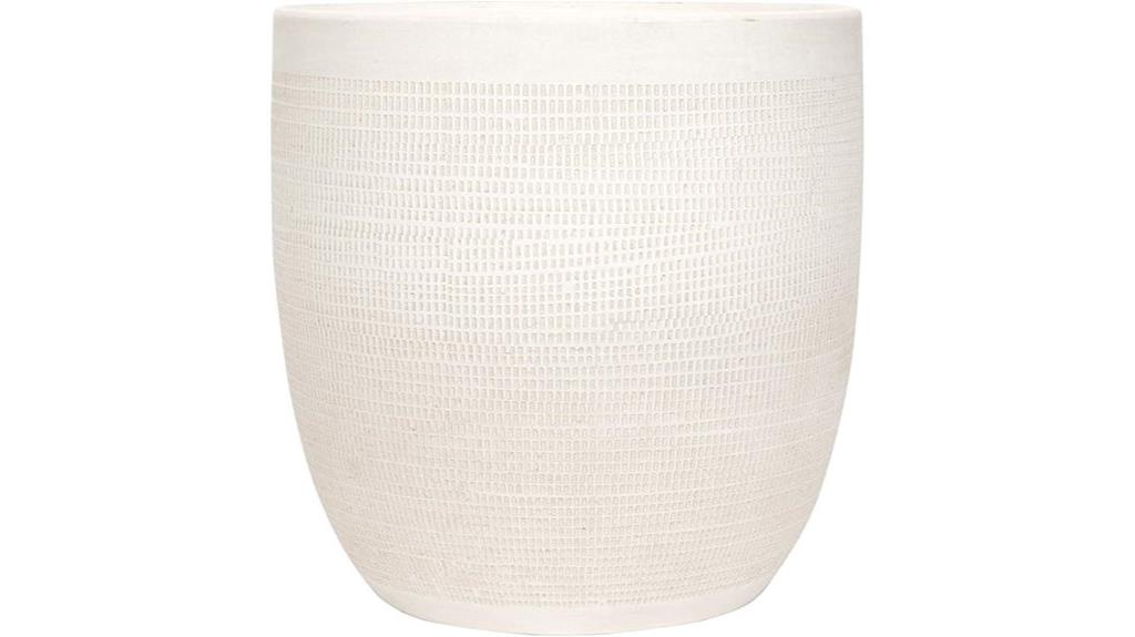 large white embossed planter