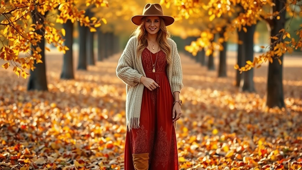 layered boho autumn outfits