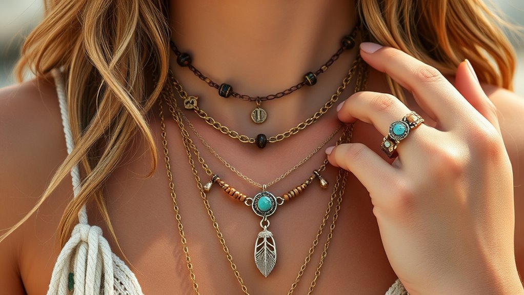 layered boho necklace styling