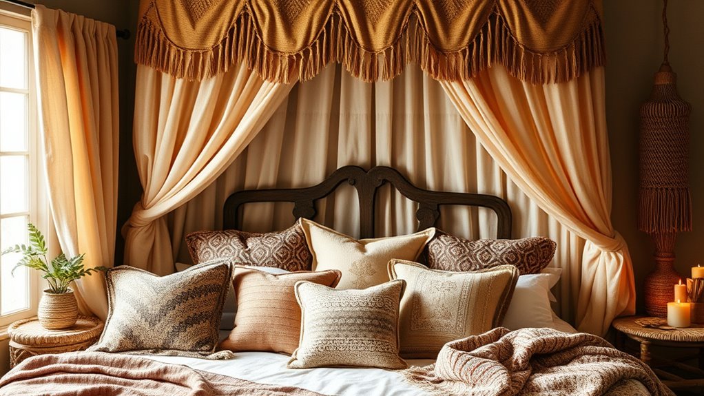 layered boho textile decor