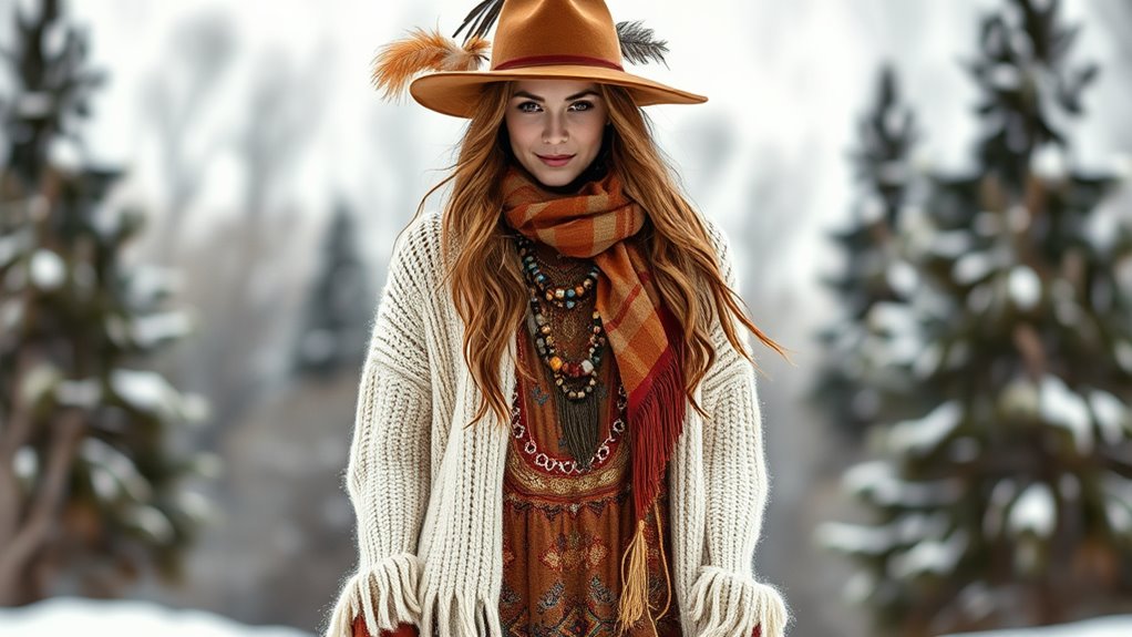 layered boho winter fashion