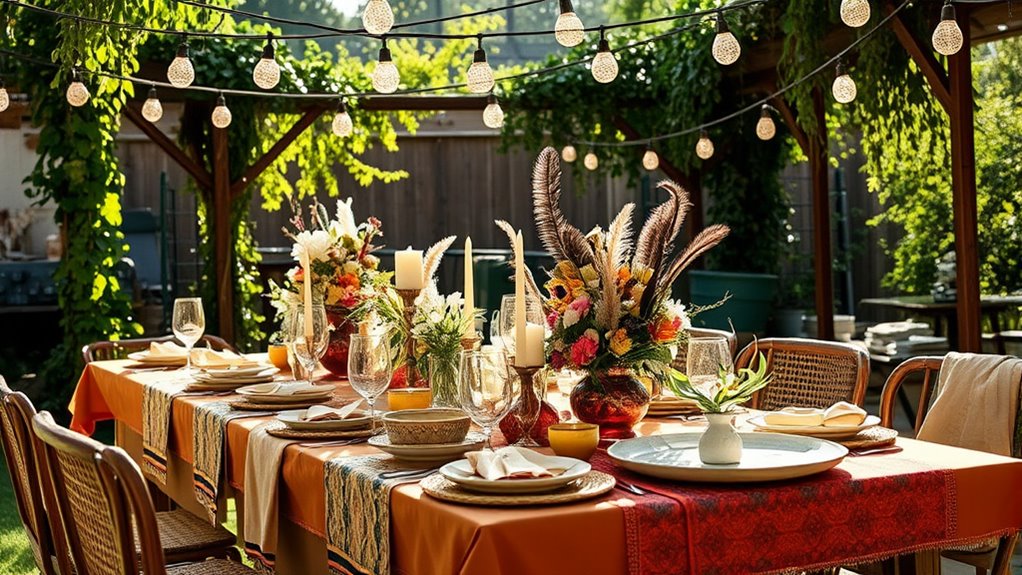 layered colorful eclectic table