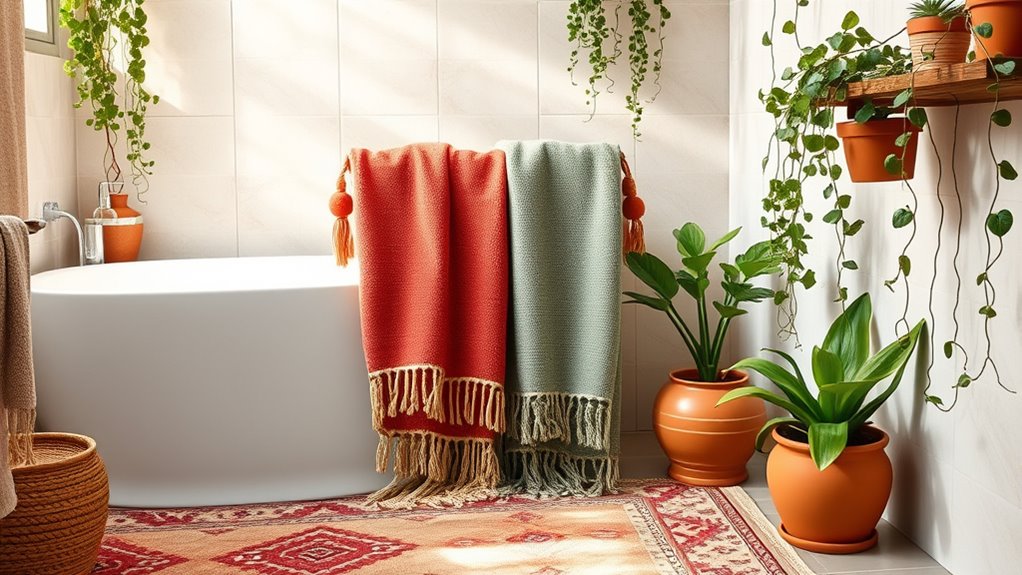 layered earthy vibrant towels