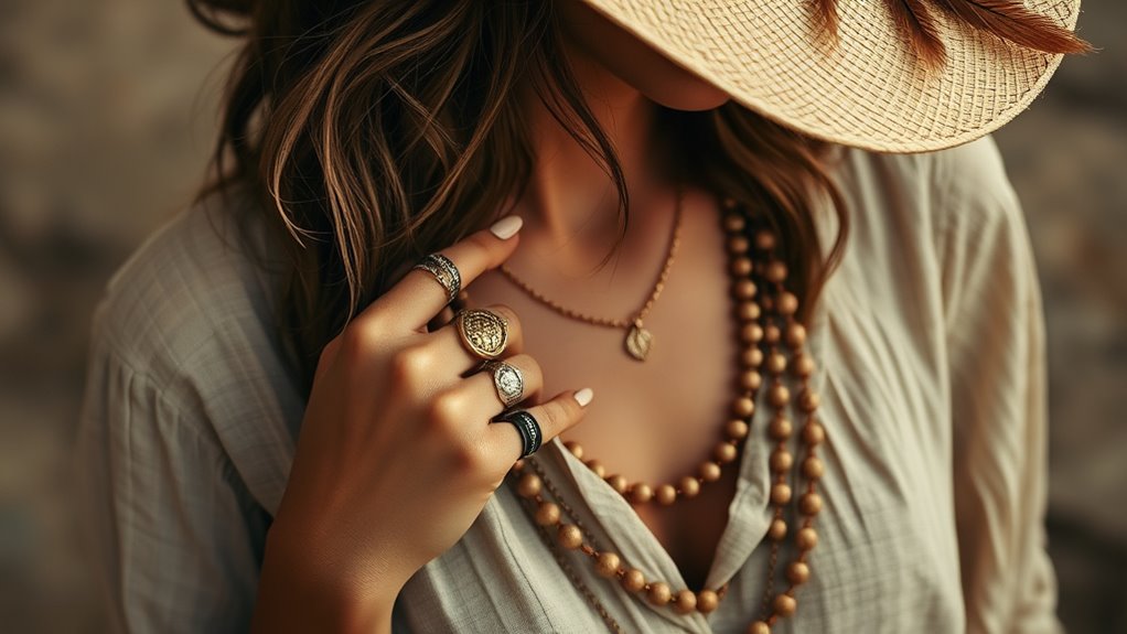 layered jewelry and textures