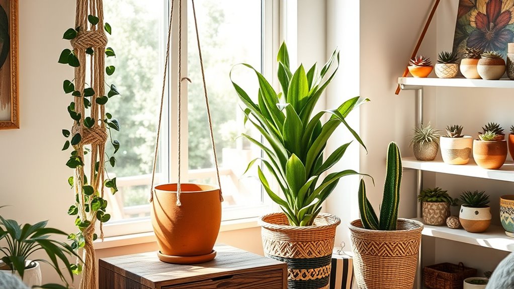 layered plant arrangements indoors