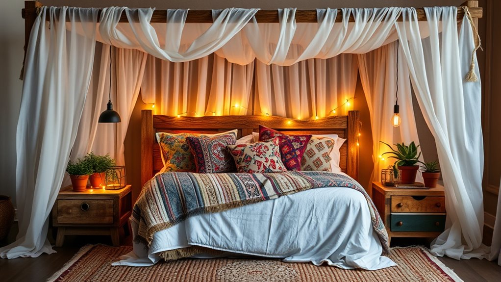 layered textiles and eclectic decor