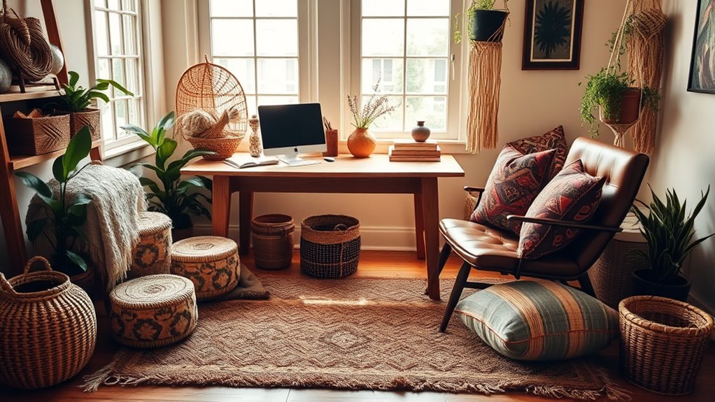 layered textiles warm boho space