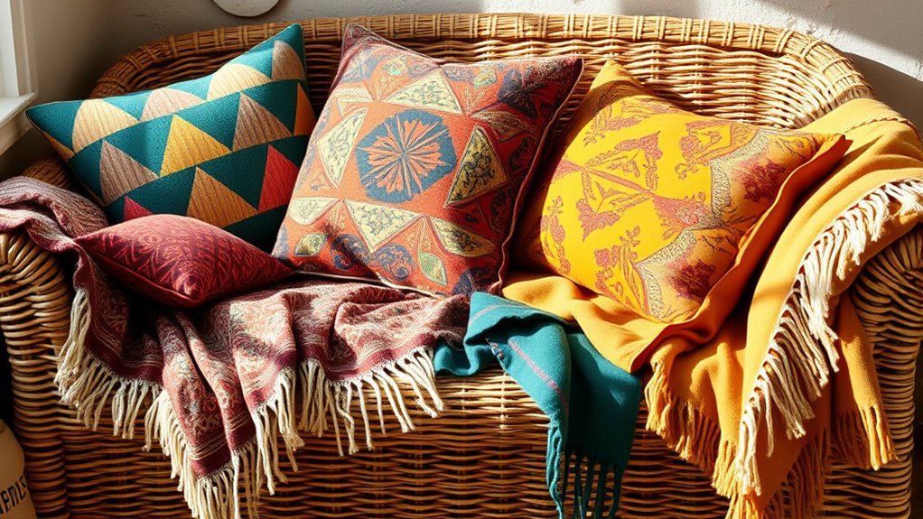 layered textured boho decor