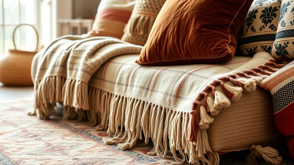 layered textured textile decor