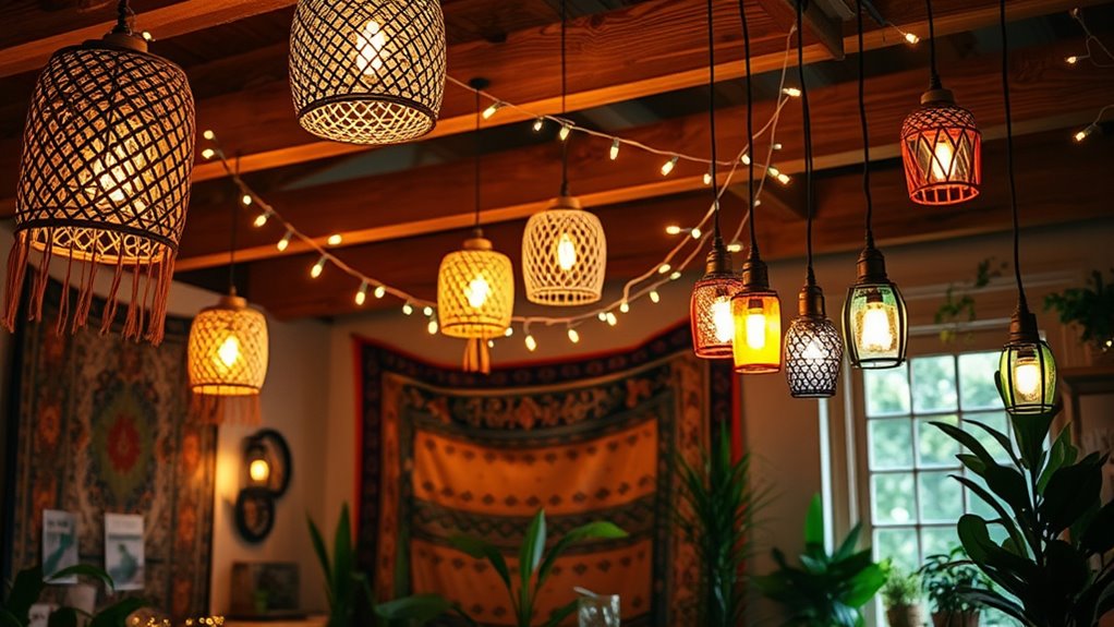 layered warm boho lighting