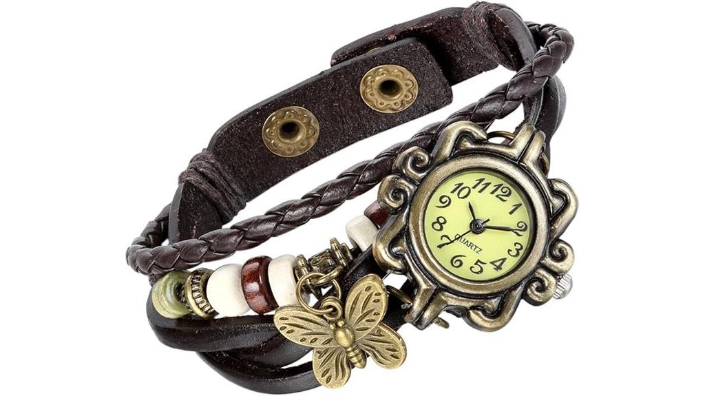 leather butterfly charm bracelet