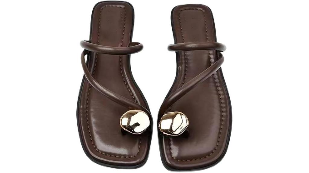 leather strappy flat sandals