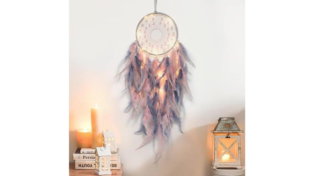 led feather dreamcatcher decor
