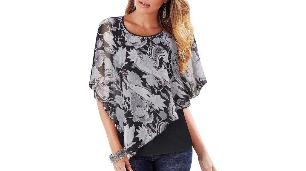 lightweight chiffon poncho blouse