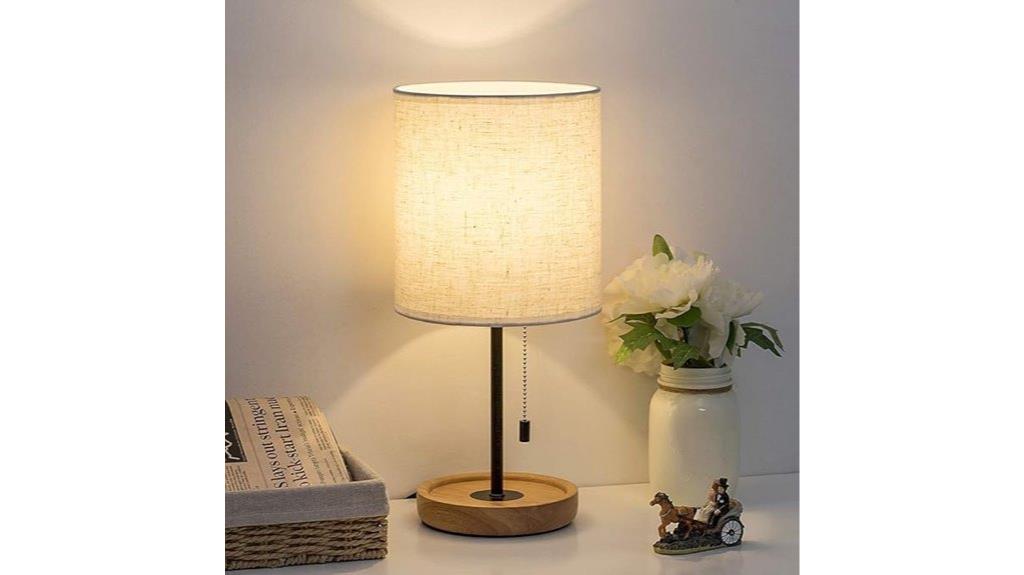 linen shade bedside lamp
