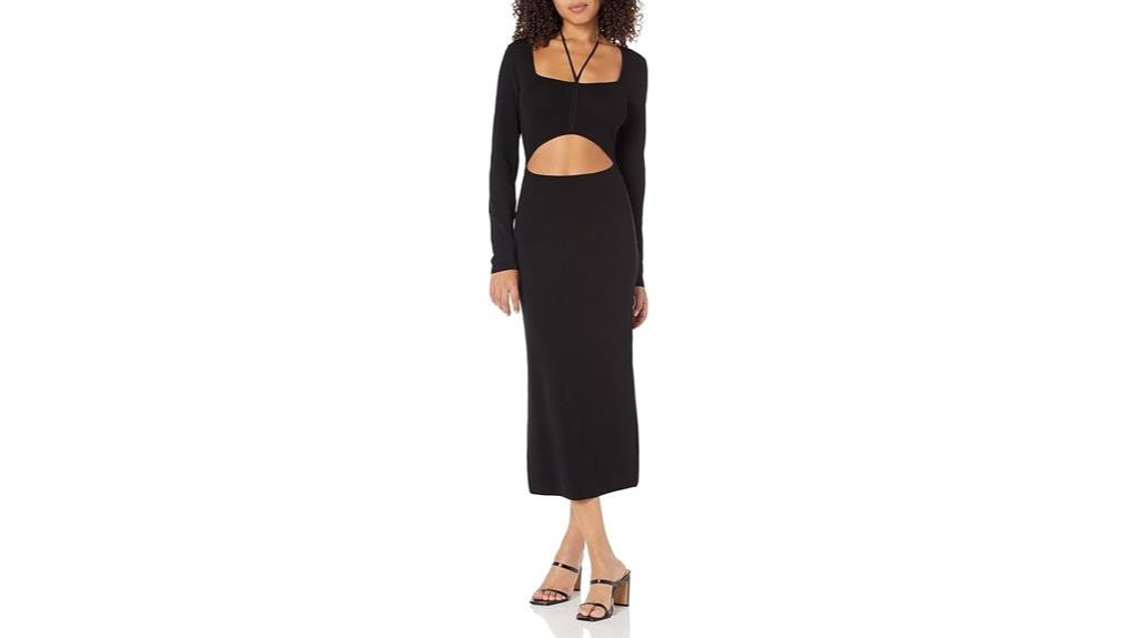 long sleeve halter midi dress
