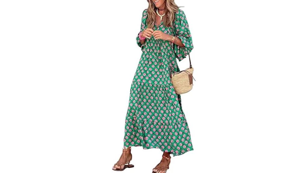 loose v neck maxi dress