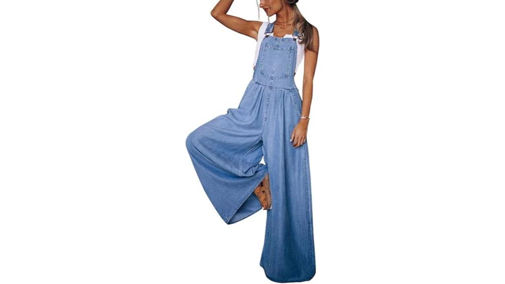 loose wide leg denim overalls
