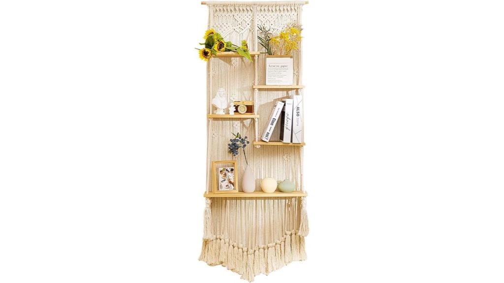 macrame wall shelf decor