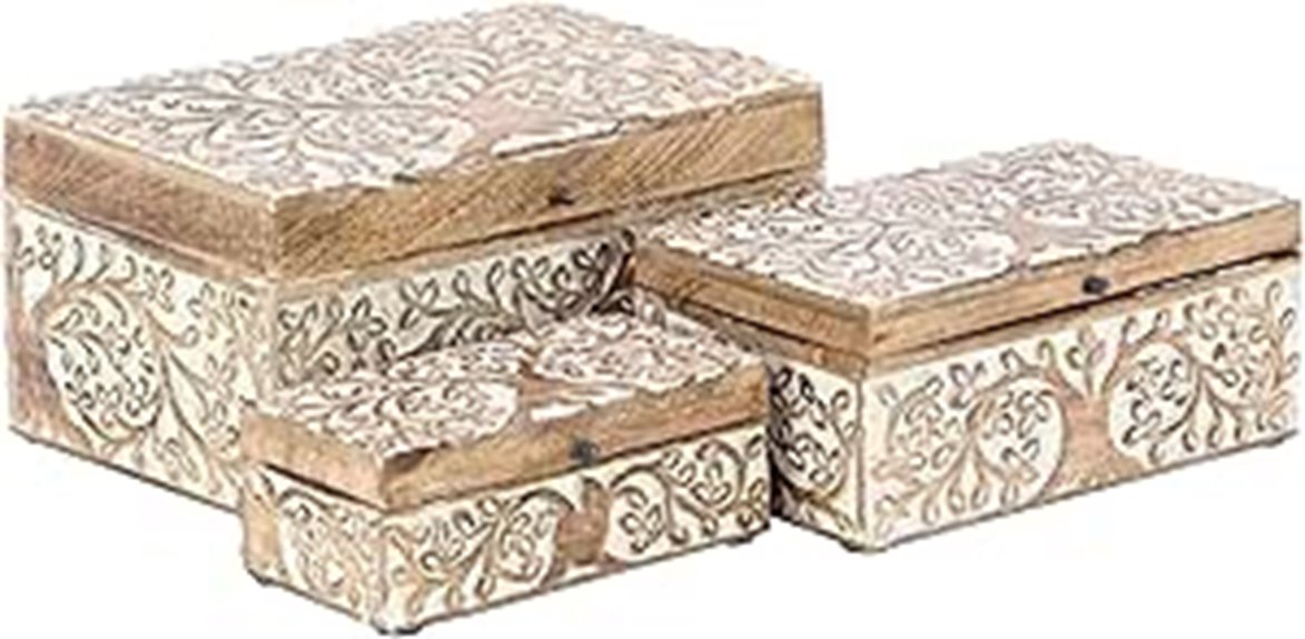 mango wood floral boxes