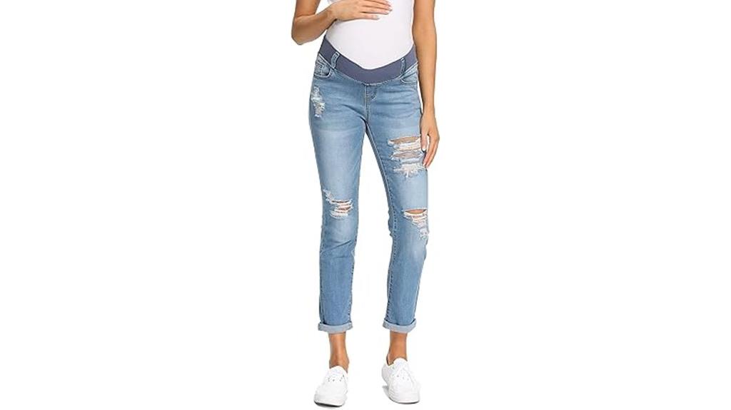 maternity ripped boyfriend jeans