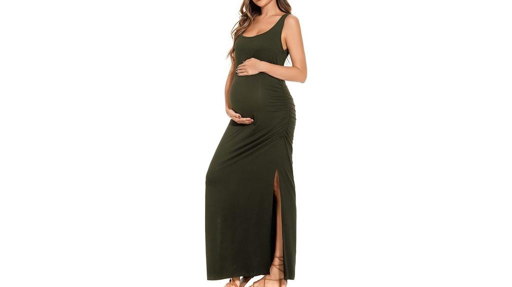 maternity sleeveless ruched dress