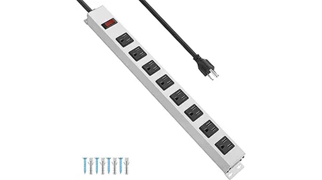 metal power strip with surge