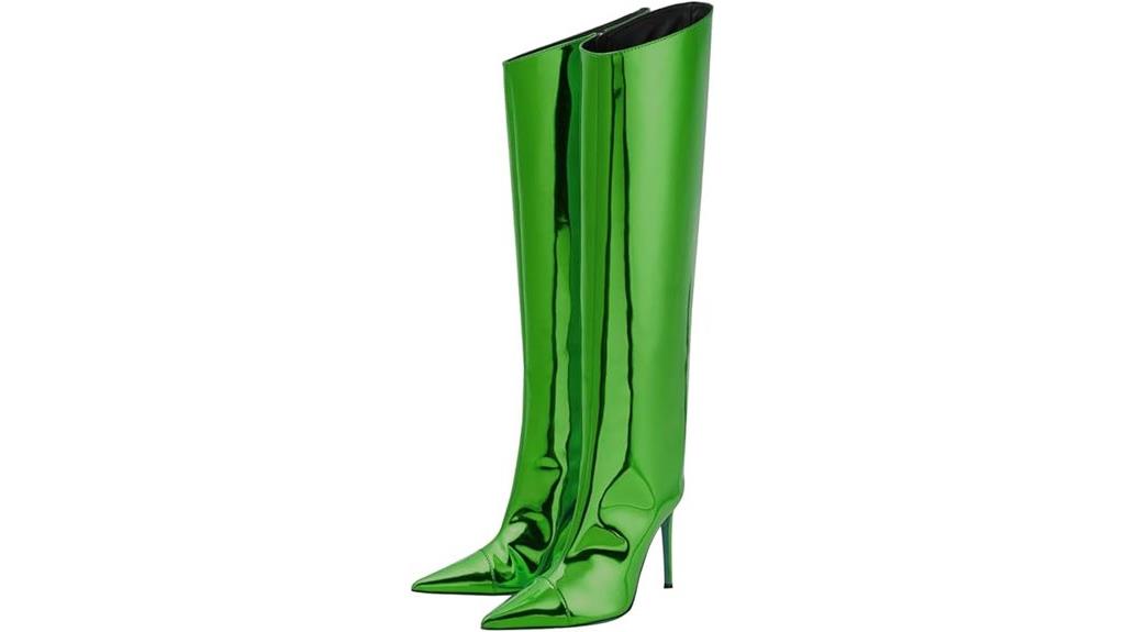 metallic knee high boots