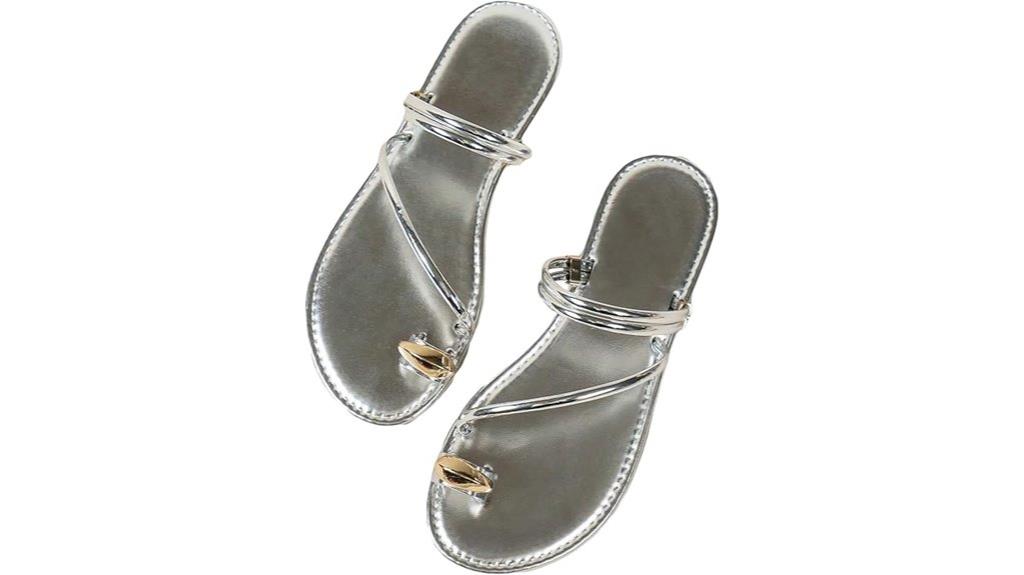 metallic open toe sandals