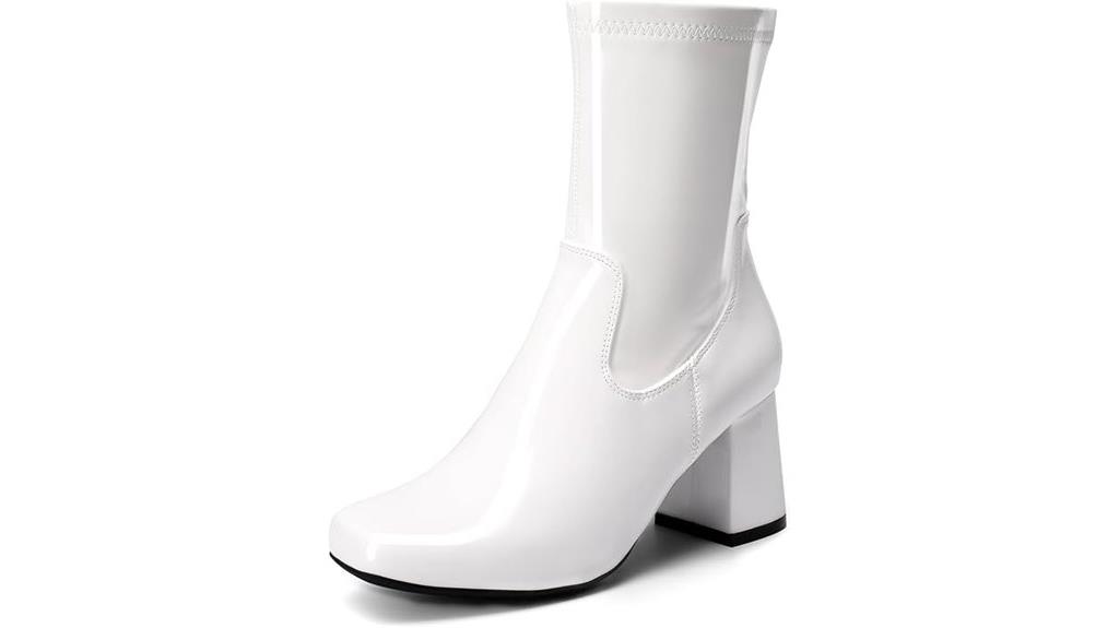 mid calf block heel boots
